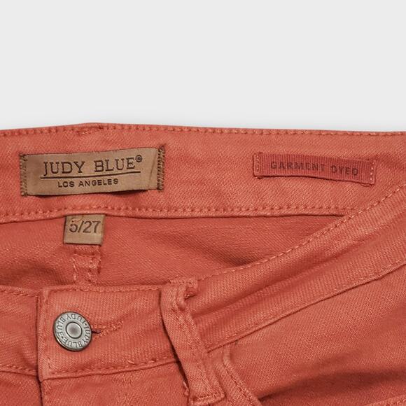 Judy Blue Terracotta Mid Rise Slim Bootcut Jean Sz 5/27 Orange Garment Dyed - Picture 6 of 12